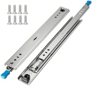Hitess 1 Pair 24 Inch Heavy Duty Drawer Slides with Lock 250lb Load Capacity,Full Extension Side Mount Ball Bearing Drawer Rails -