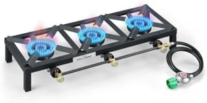 COOKAMP Propane Triple Burner Angle Iron Camp Stove with CSA Listed Regulator and 4ft Hose (SA3200) : Patio, Lawn & Garden