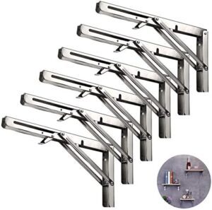12-Inch Stainless Steel Folding Shelf Brackets — 1 Pair